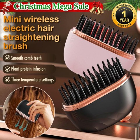 Mini wireless electric hair straightening brush
