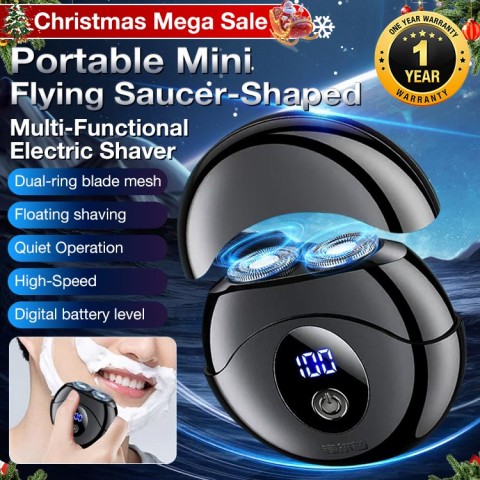 Portable mini flying saucer-shaped multi-functional electric shaver