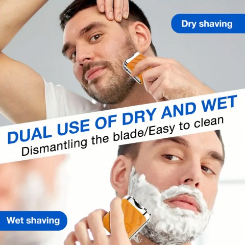 Portable Steel Cannon Rotary Dual Ring Electric Shaver