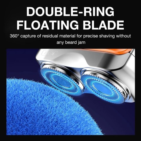 Portable Steel Cannon Rotary Dual Ring Electric Shaver