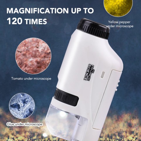 Kid Portable Pocket Microscope With Adjustable Zoom 60-120x
