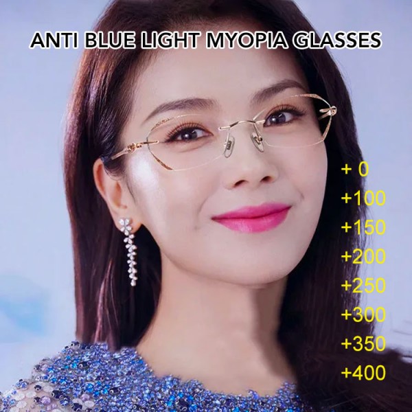 Fashion Frameless Irregular Myopia Glass..