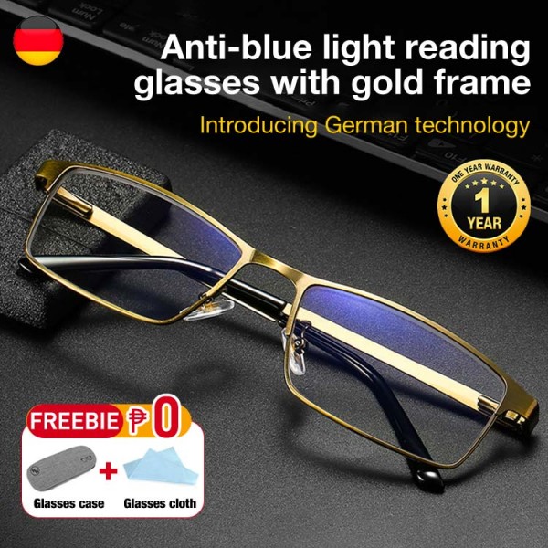 Bronze gold frame anti-blue light readin..