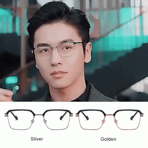 New square frame metal anti-blue light reading glasses