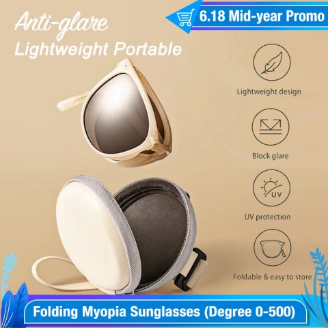 2022 Summer Sun Protection Folding Myopia Sunglasses Degree0-500