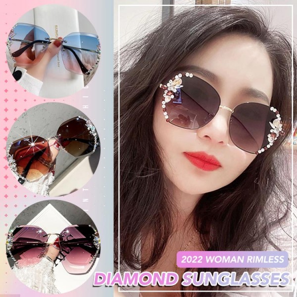 2022 Women Rimless Diamond Sunglasses..