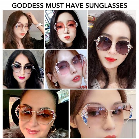 2022 Women Rimless Diamond Sunglasses