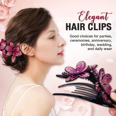 Rhinestone Double Flower Hair Clip-Bogo Sale