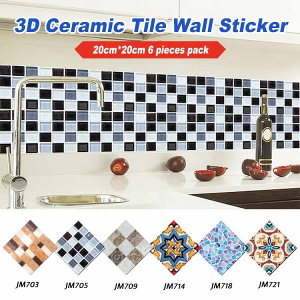 3D Ceramic Tile Wall Sticker-One pack wi..