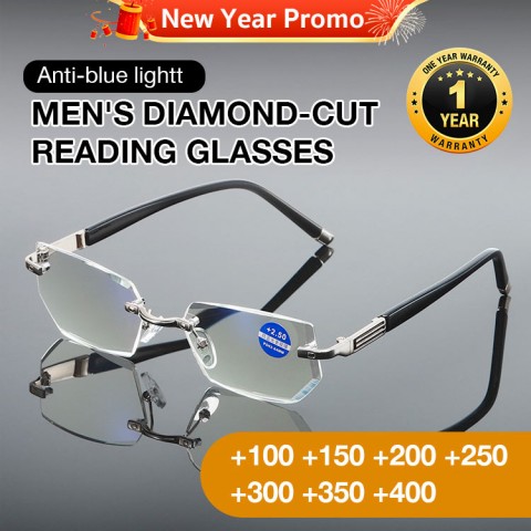 2023 fashionable diamond-cut progressive men reading glasses