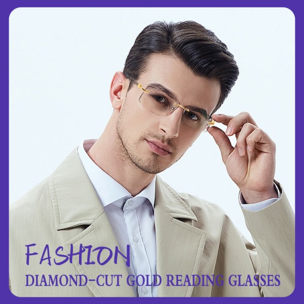 Fashion diamond-cut gold reading glasses..