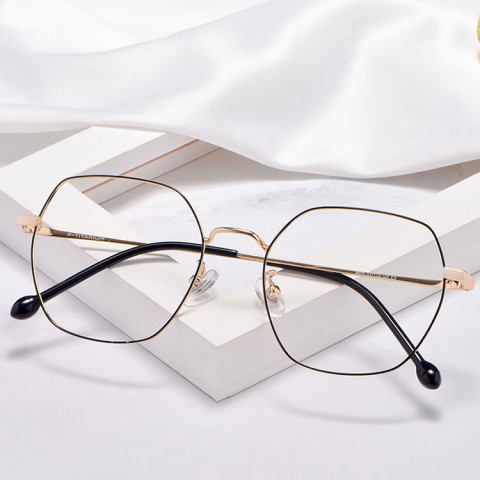 Ultra-light pure titanium retro polygonal glasses