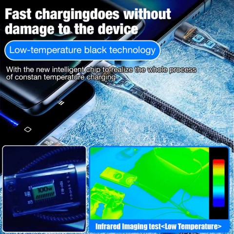 100W Transparent Luminous Ultra-fast Charging Three-in-one Data Cable