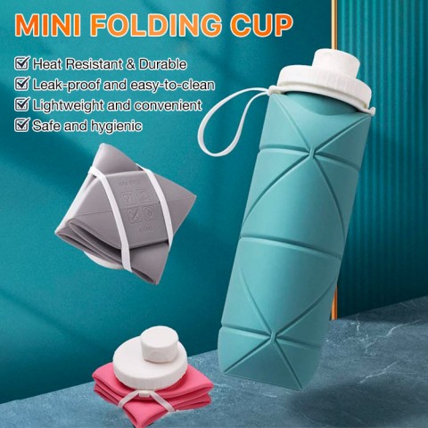 Large capacity folding eco-friendly silicone water bottle
