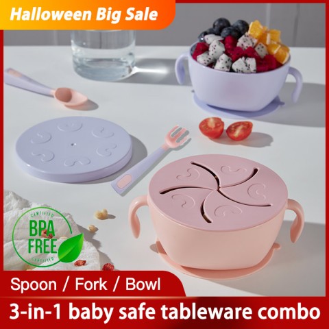 Baby Feeding 3 in 1 Snack Soup Bowl with Straw