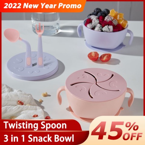 Baby Feeding 3 in 1 Snack Soup Bowl with Straw
