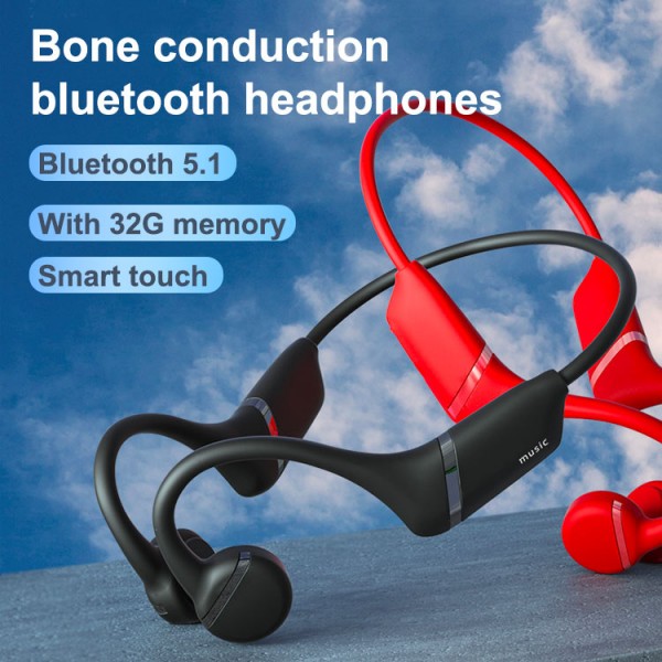 Built-in 23g memory bone conduction wireless bluetooth noise-cancelling headphones