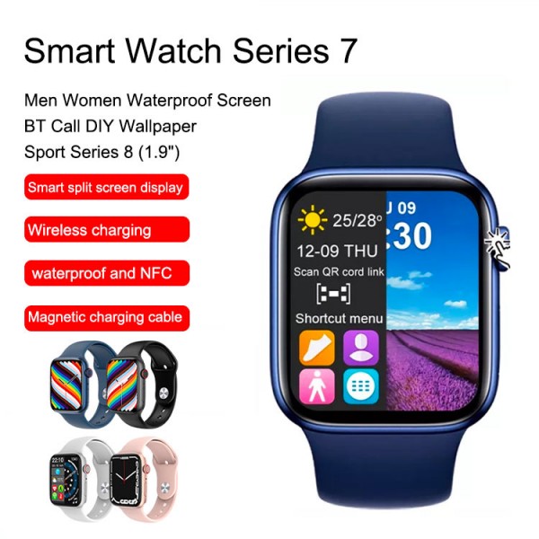 HELLO 2022 W18 Smart Watch Series 7 Men Women Waterproof Screen BT Call DIY Wallpaper Sport Series 8 (1.9")