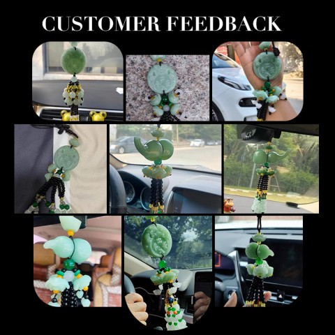 Green Jade Car Pendant Decoration House Door Window Charm Hanging Pendant