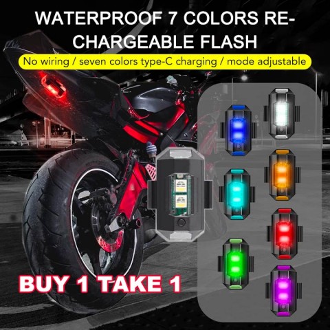 Waterproof 7 Colors Rechargeable Flash for Motorcycle Bike Tail Light