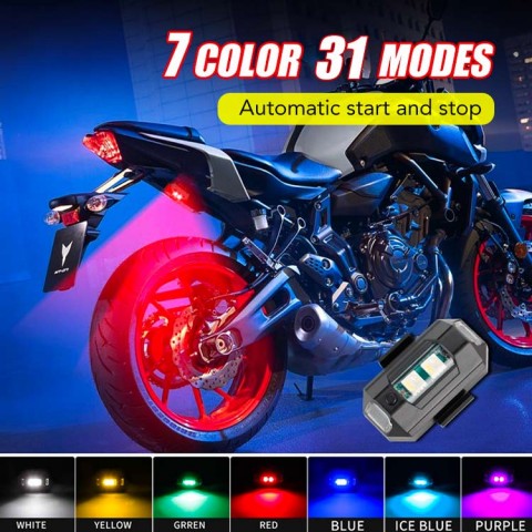 Waterproof 7 Colors Rechargeable Flash for Motorcycle Bike Tail Light