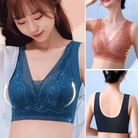 Ultra-thin lace fixed cup seamless adjustment bra