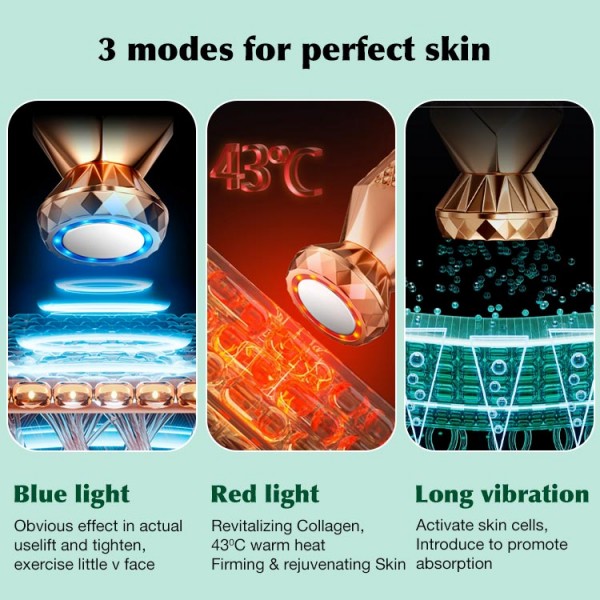 RF beauty device with LED red and blue l..