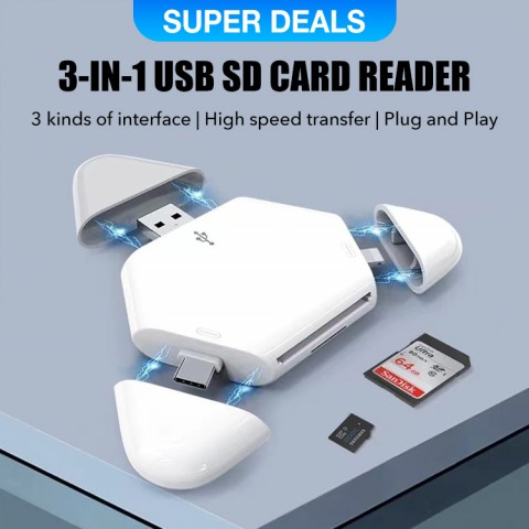 3-in-1 USB SD Card Reader