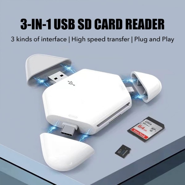3-in-1 USB SD Card Reader