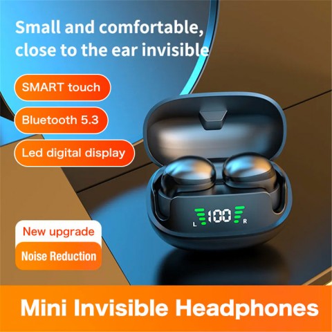 TWS Mini Invisible Earbuds with Microphone Bluetooth 5.3 Noise Reduction