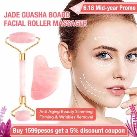 Jade Guasha Board Facial Roller Massager Anti Aging Beauty Slimming Firming & Wrinkles Removal