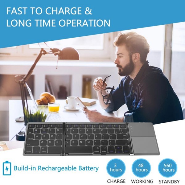 Universal Foldable bluetooth keyboard with touchpad