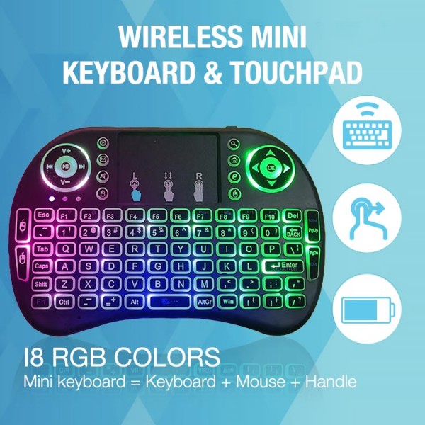 i8 RGB Colors Wireless Mini Keyboard & T..