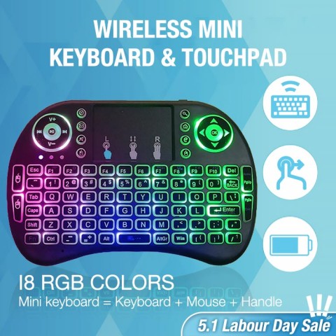 i8 RGB Colors Wireless Mini Keyboard & Touchpad