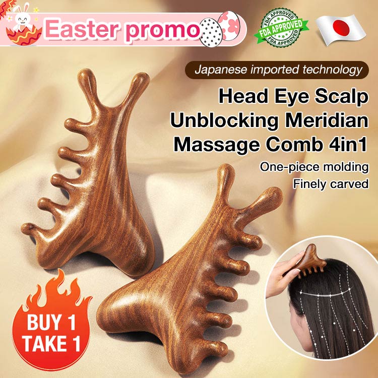 Easter promo- Head Eye Scalp Unblocking Meridian Massage Comb 4in1- Japanese imported technology-FDA Certification-Clear the meridians - Relieve head and eye fatigue - Ergonomic design - Natural materials
