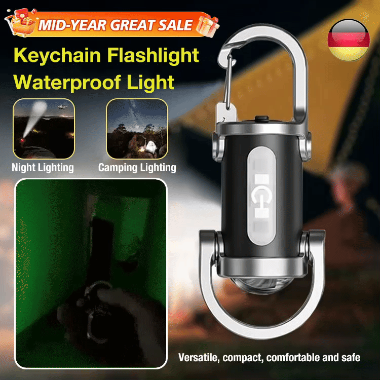Mid-Year Great Sale One year warrantry - Keychain Flashlight Waterproof Light - Small stature, big energy - Say goodbye to the unknown darkness!