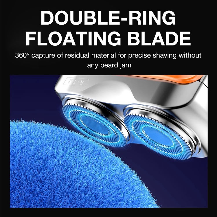 Easter promo-Portable Steel Cannon Rotary Dual Ring Electric Shaver-Remove hard stubble in 1 minute