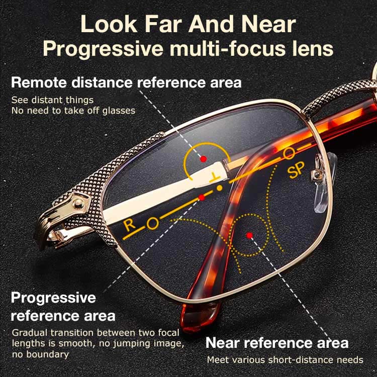 Senior Discount - Multi-Focal Pure titanium mens reading glasses imported from Japan - anti-blue light anti-fatigue-look far and near