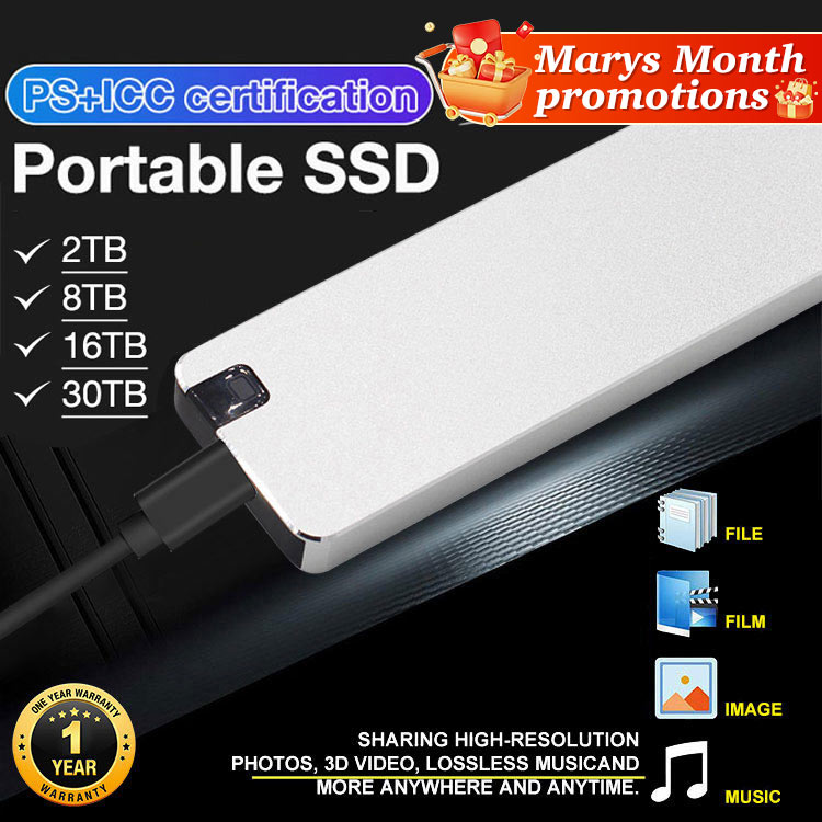 Marys Month promotions Buy now to save 100pesos -One-year warranty - New Upgraded Portable SSD - Plug and Play. Up to 30TB. Lighting speed