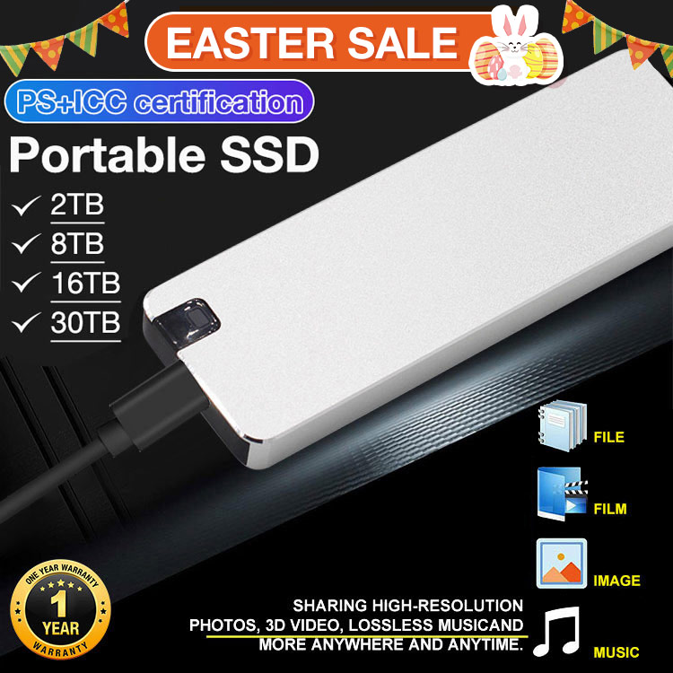 Easter promo Buy now to save 100pesos -One-year warranty - New Upgraded Portable SSD - Plug and Play. Up to 30TB. Lighting speed