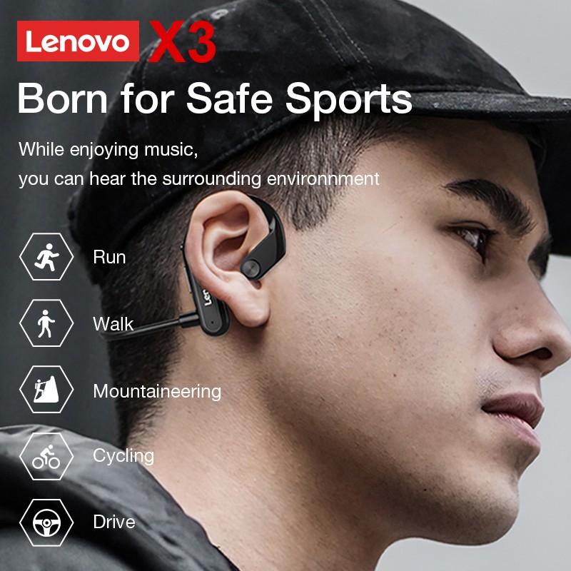 100% Authentic - Lenovo X3 Bone Conduction Waterproof Bluetooth Earphone -Born for sport