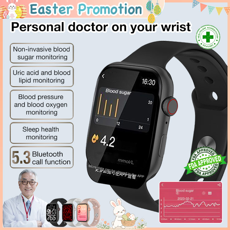 Easter Promo - 45% OFF One Year Warranty-Smart Painless Blood Glucose Measurement Watch-Stay healthy-measure blood sugar levels, heart rate, sleep quality and other general health