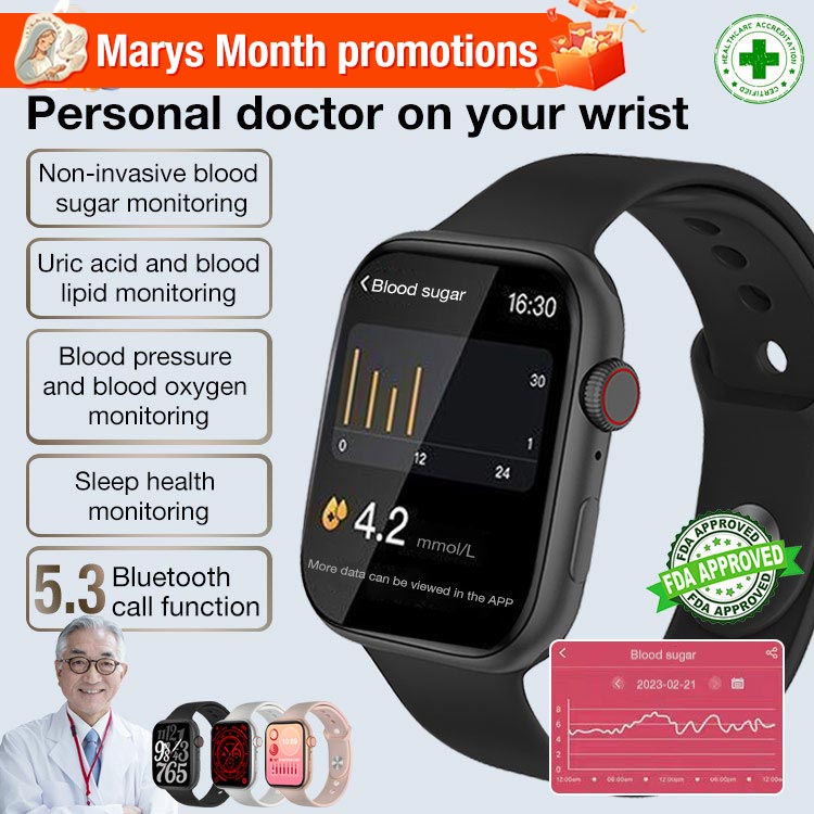 Marys Month promotions-year warranty-Smart Painless Blood Glucose Measurement Watch-Stay healthy-measure blood sugar levels, heart rate, sleep quality and other general health