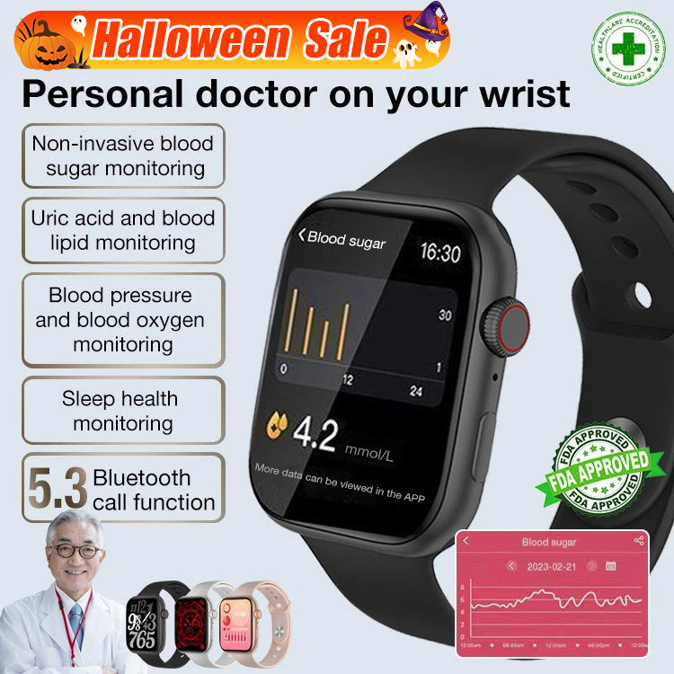 Halloween Sale 45% OFF One Year Warranty-Smart Painless Blood Glucose Measurement Watch-Stay healthy-measure blood sugar levels, heart rate, sleep quality and other general health