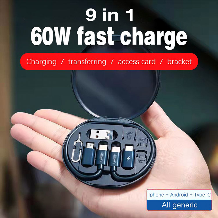  9 in 1 Cable Case - Iphone/Android/Type-C/Fast Charging/File transfer/ Converters- ONLY 999