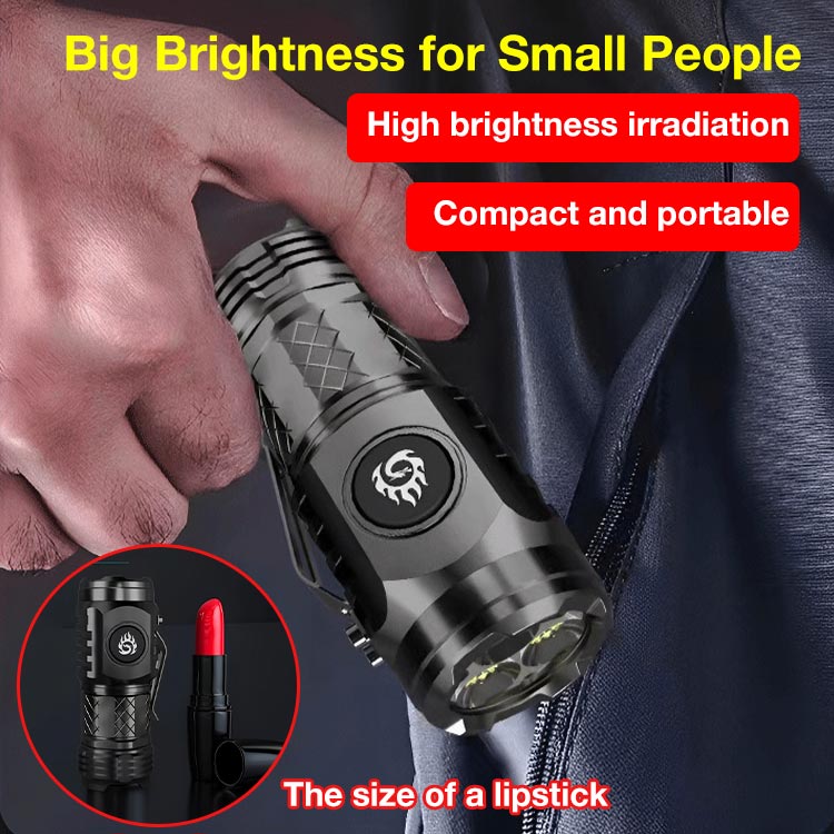 German Tech Super Bright LED Flashlight - Illumination range 200-500m. 20h endurance. Type-C fast charging. 5 modes. 1 year warranty