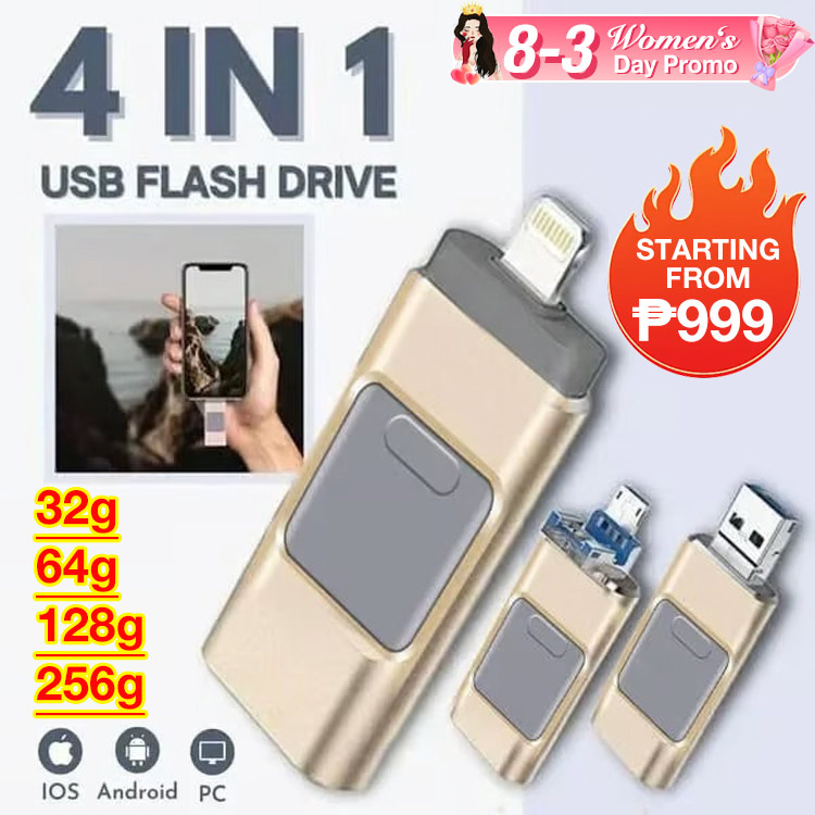 8-3 Womens Day Promo- to save 200pesos -America 4 In 1 High Speed USB Multi Drive Flash Drive-Applicable to multiple devices, Android/Apple/USB/Type C