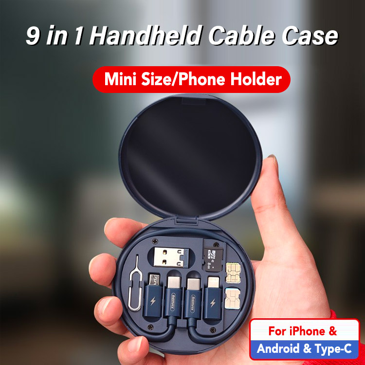 9 in 1 Cable Case - Multi Cables, SIM Card Storage, Phone Holder