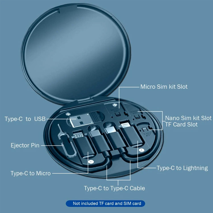 9 in 1 Cable Case - Multi Cables, SIM Card Storage, Phone Holder